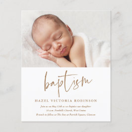 バジェットモダンスクリプトシンプルバプテスマ招待状