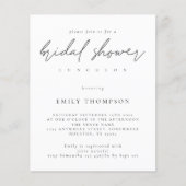 バジェットモダンスクリプトブライダルシャワー招待 (正面)