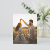 バジェットモダンスクリプト日没の写真の結婚式の招待 (スタンド正面)
