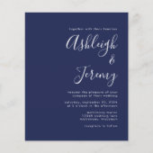 バジェットモダンスクリプトNavy Blue Wedding Invite (正面)