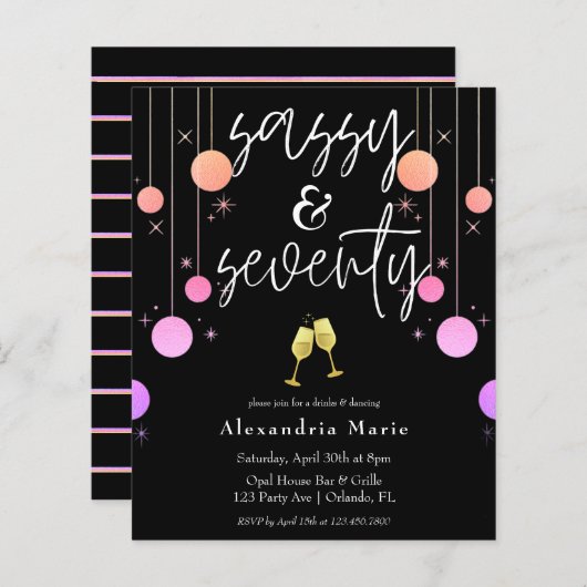バジェットモダンスパークルサッシー&70誕生日 (正面/裏面)