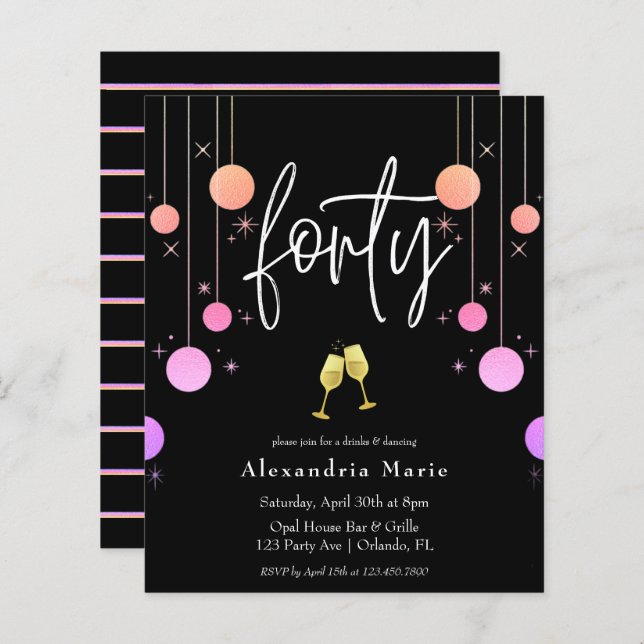 バジェットモダンスパークル40歳の誕生日 (正面/裏面)