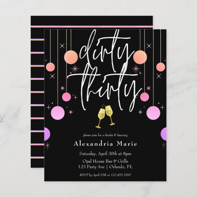 バジェットモダンスパークル「ダーティ30歳」 30歳の誕生日 (正面/裏面)