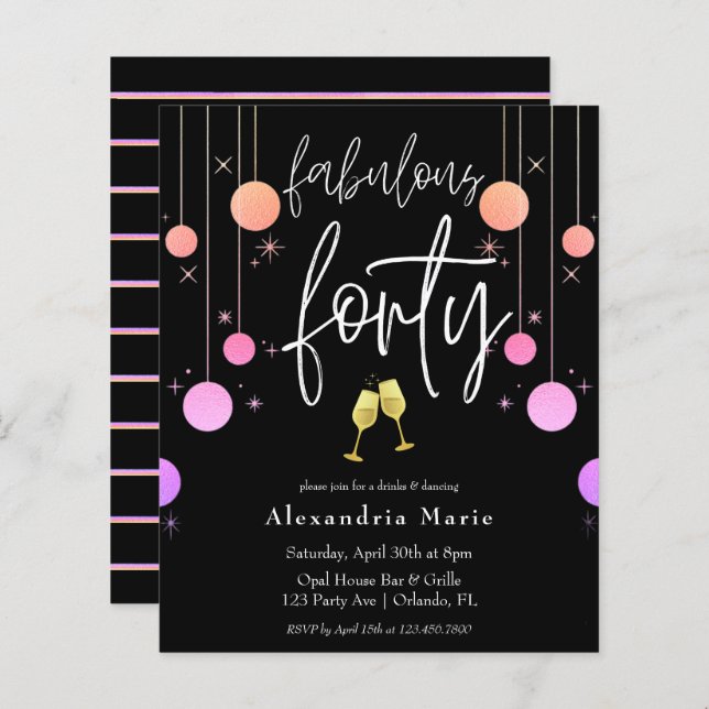 バジェットモダンスパークル「素晴らしいフォーティ」誕生日 (正面/裏面)