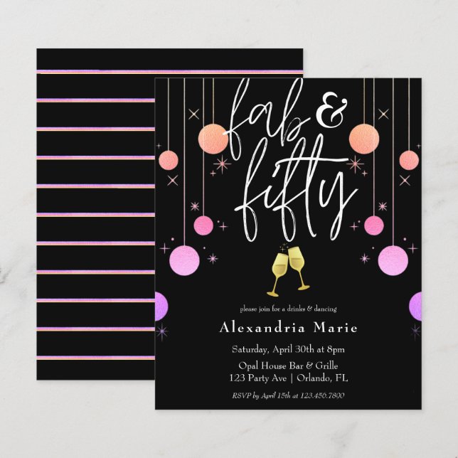 バジェットモダンスパークル「Fab & Fifty」誕生日 (正面/裏面)