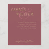 バジェットモダンズ結婚ダスティバラピンク金ゴールド招待状 (正面)