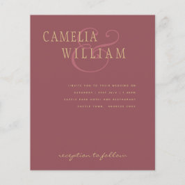 バジェットモダンズ結婚ダスティバラピンク金ゴールド招待状 チラシ