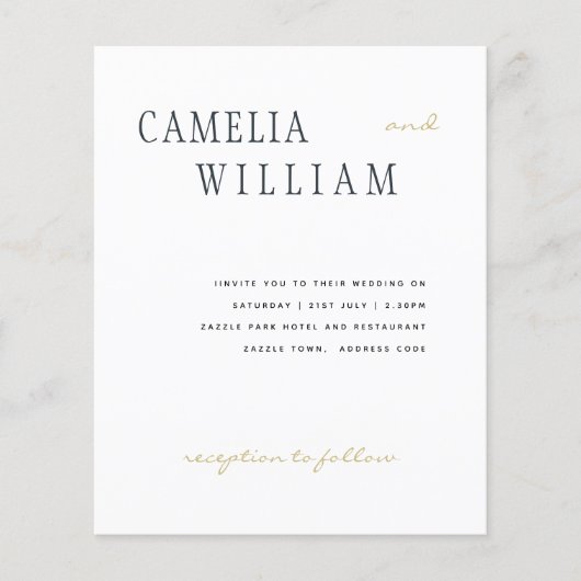 バジェットモダンズ結婚ミッドナイトブルー金ゴールド文字 チラシ (正面)