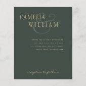 バジェットモダンズ結婚モスグリーン金ゴールド招待状 (正面)