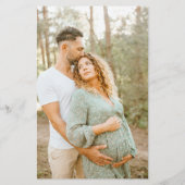 バジェットモダンセージ緑の赤ちゃんシャワー写真招待状 (裏面)