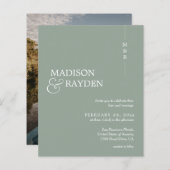 バジェットモダンセージ緑モノグラム写真結婚の (正面/裏面)