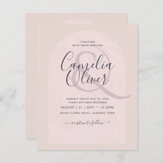 バジェットモダンタイポグラフィアーチミニマル結婚リスト (正面/裏面)