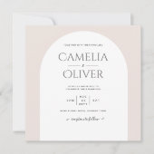 バジェットモダンタイポグラフィアーチミニマル結婚リスト 招待状 (正面)