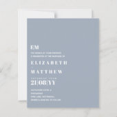 バジェットモダンダスティブルーウェディング招待状 (正面)
