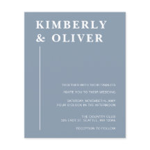 バジェットモダンダスティブルー結婚式招待状
