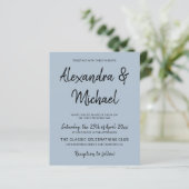 バジェットモダンダスティブルー結婚式招待状 (スタンド正面)