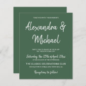 バジェットモダンダークグリーン結婚式招待状 (正面/裏面)