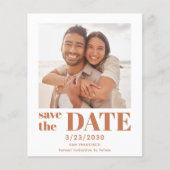 バジェットモダンテラコッタ写真Save The Date Card (正面)