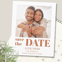 バジェットモダンテラコッタ写真Save The Date Card
