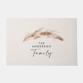 バジェットモダンナチュラルパンパスグラス家族のギフト ドアマット