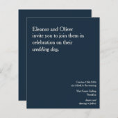 バジェットモダンネイビエレガントーブルー結婚式招待状 (正面/裏面)