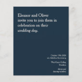 バジェットモダンネイビエレガントーブルー結婚式招待状 (正面)