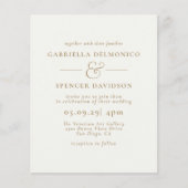 バジェットモダンネイビーブルー金ゴールド結婚式招待状 (正面)