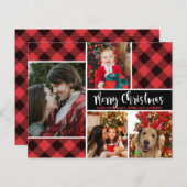バジェットモダンバッファロープレイド写真クリスマスカード (正面/裏面)