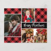 バジェットモダンバッファロープレイド写真クリスマスカード (正面)