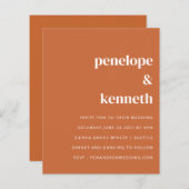 バジェットモダンバーントオレンジ結婚式招待状 (正面/裏面)