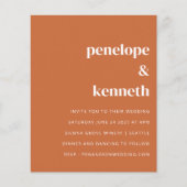 バジェットモダンバーントオレンジ結婚式招待状 (正面)