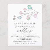 バジェットモダンパステル葉結婚式招待状 (正面)