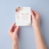 バジェットモダンパンパスグラスフローラ日付を保存 チラシ (手)