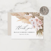 バジェットモダンパンパ結婚スの草の感謝していボホ ノートカード (正面/裏面インサイチュ)