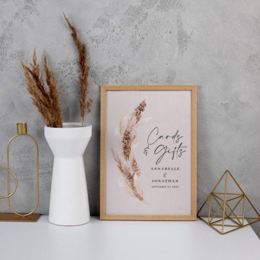 バジェットモダンパンパ結婚スグラスのカードとギフト ポスター