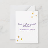 バジェットモダンパープルと金ゴールド3写真メリーと明るい ノートカード (裏面)