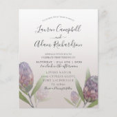 バジェットモダンパープルフローラ結婚式招待状 (正面)