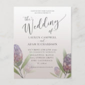 バジェットモダンパープルフローラ結婚式招待状 (正面)