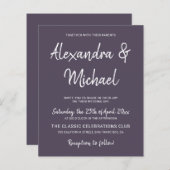 バジェットモダンパープルプラム結婚式招待状 (正面/裏面)