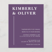 バジェットモダンパープル結婚式招待状 (正面)