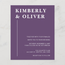 バジェットモダンパープル結婚式招待状