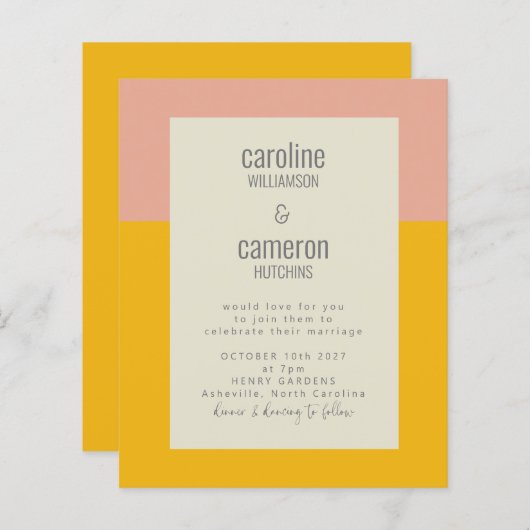 バジェットモダンピンクイエロージオメト結婚リ (正面/裏面)