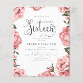 バジェットモダンピンクフローラフォトスイート16誕生日 チラシ (正面)