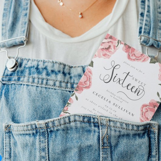 バジェットモダンピンクフローラフォトスイート16誕生日 チラシ