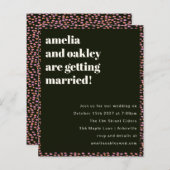 バジェットモダンピンクブラックドット結婚式招待状 (正面/裏面)