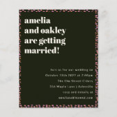 バジェットモダンピンクブラックドット結婚式招待状 (正面)