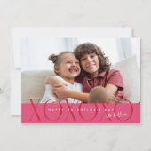 バジェットモダンピンクXOXO写真バレンタインデー シーズンカード (正面)