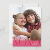 バジェットモダンピンクXOXO写真バレンタインデー シーズンカード (正面)