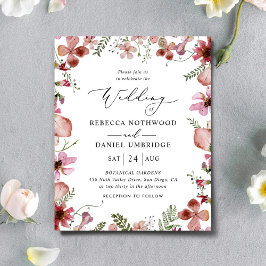 バジェットモダンピ素朴ンク結婚式招待状