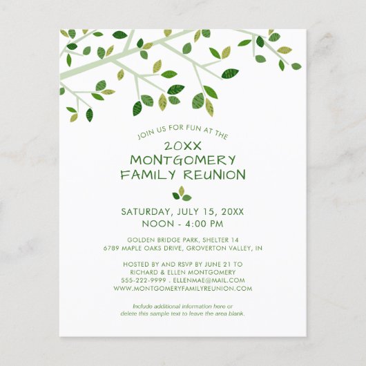 バジェットモダンファミリー懇親会ツリー招待状 (正面)